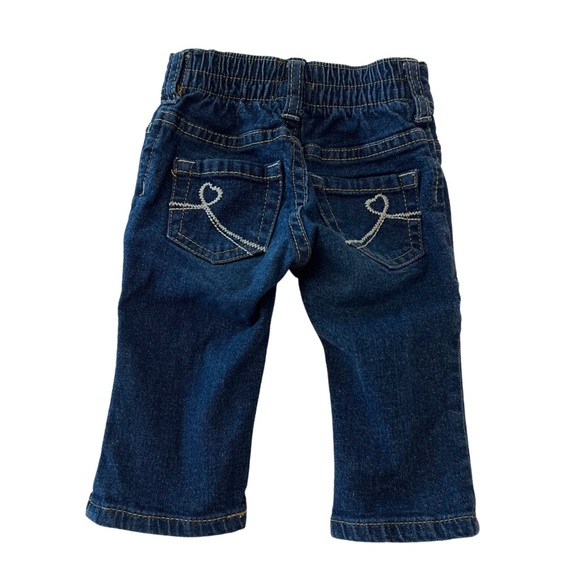 Est. 89 Place Dark Blue Denim Jeggings Heart Embroidery | Baby Girl 6 Months - Picture 1 of 4